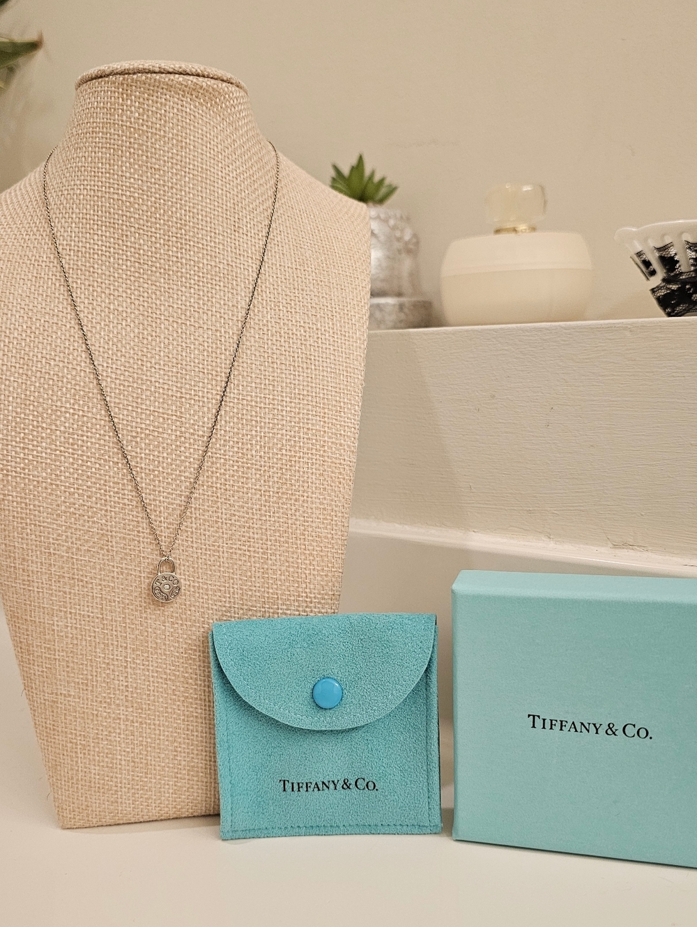 TIFFANY & CO 1837 Necklace with Round Pendant and Center Diamond